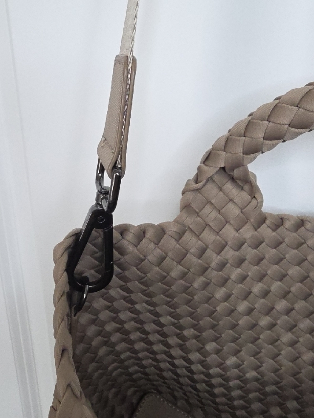 Naghedi Woven Taupe Shoulder Bag with Top Handles - Picture 7 of 7